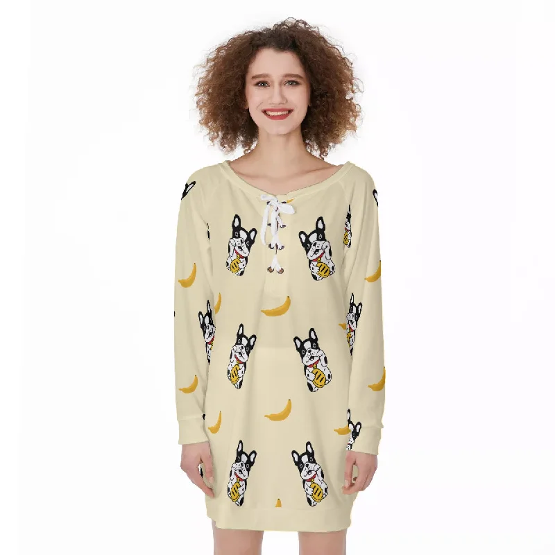 Bargain Blast cozy hoodieLILY - Women's Lace-Up Sweatshirt
