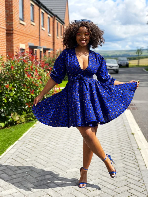 The Best Prices midi dressBarbie Ankara Short Mini Dress | Blue African Print
