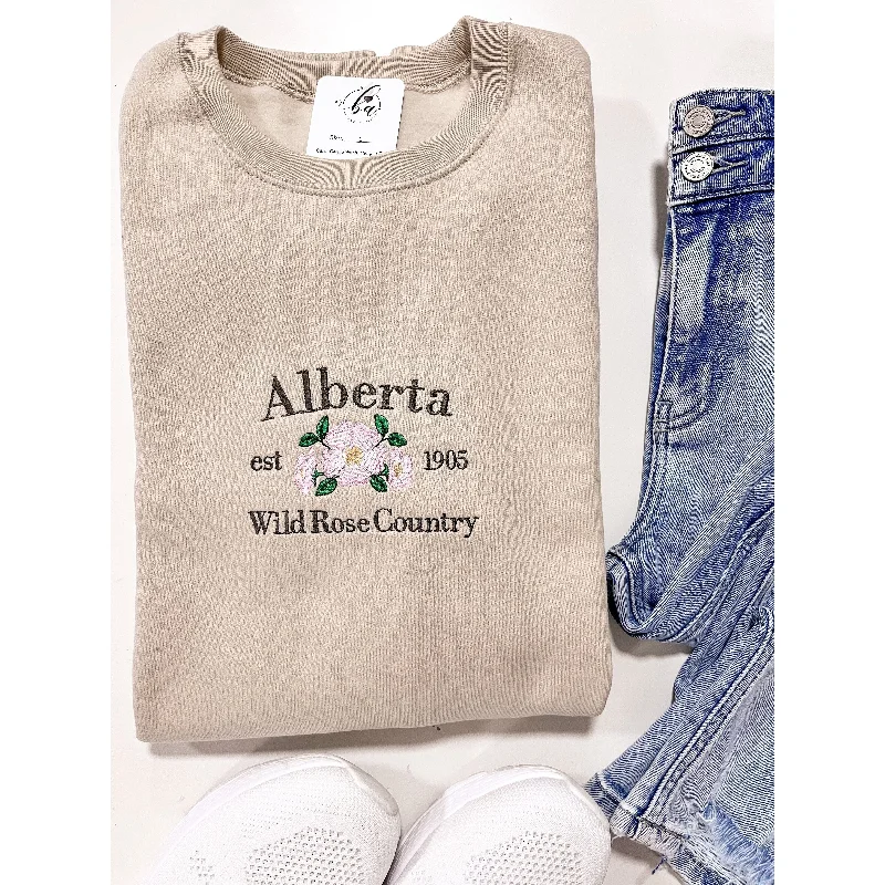 workout style hoodieAlberta Embroidered Crew