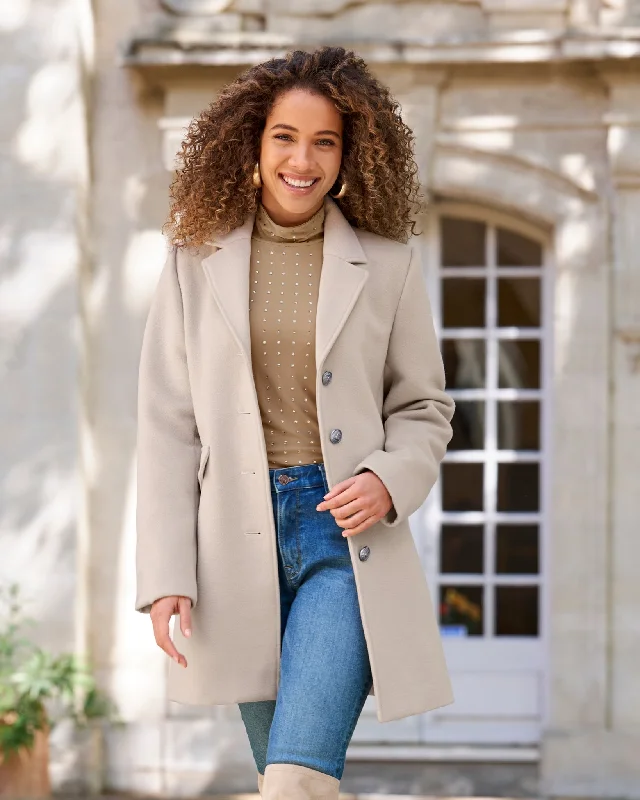 Steals and Deals Classic Tailored Coat Pearl