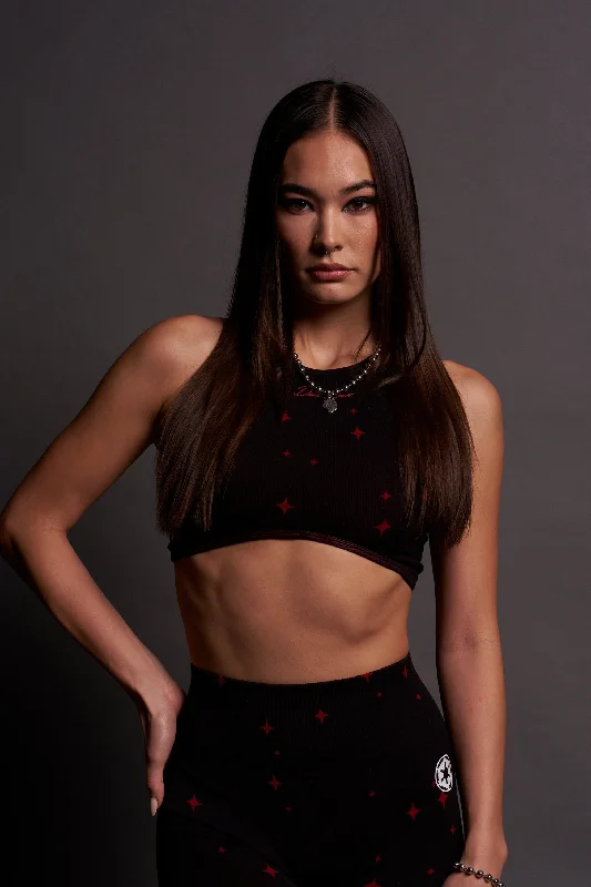 Big Savings Darc Script "Everson Seamless" Curve Tank in Black/Red Starry Night