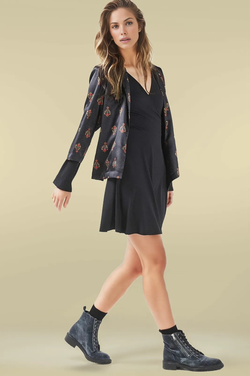 Deep Discounts Bell Sleeve Wrap Dress