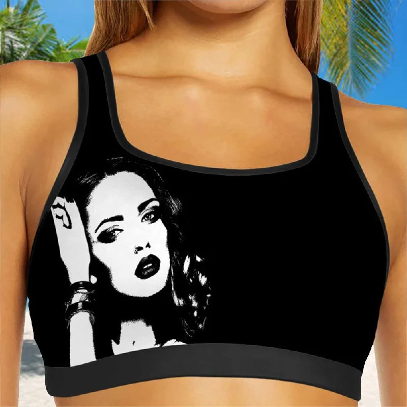 Don't Wait Custom Face Silhouette Black Background Sports Bra Personalized Women's All Over Print Yoga Sports Bra
