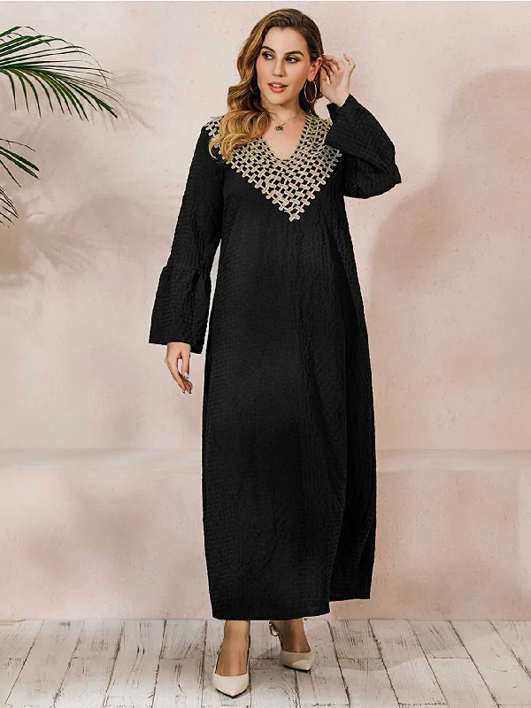 fitted dressKittenAlarm - Plus Size Ruffle Sleeve Maxi Dress