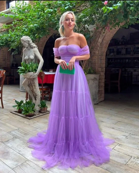 Doorbuster Deal ashionable dressElegant Purple Tulle A-Line Off Shoulder Long Prom Dress,DP757 Doorbuster Deal ashionable dressElegant Purple Tulle A-Line Off Shoulder Long Prom Dress,DP757