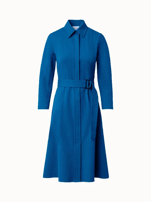 off-the-shoulder dressCotton Seersucker Bell Shaped Shirt Dress