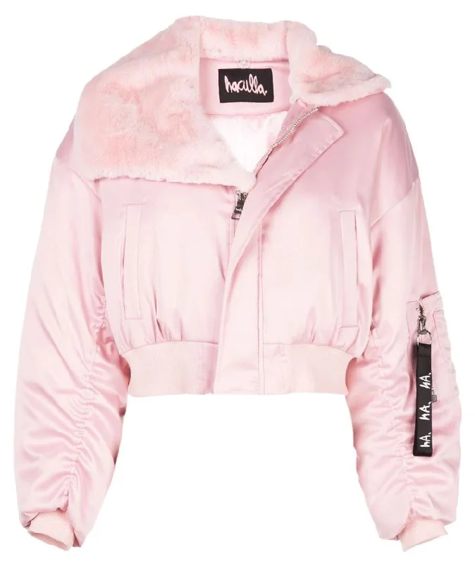 Deal Explosion SIGNATURE EYES CROPPED BOMBER PINK