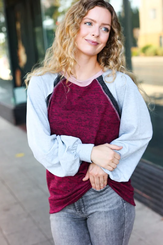 Burgundy Solid Out Seam Stitch Sweater