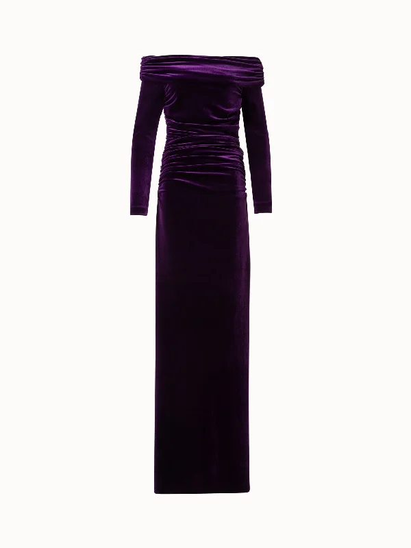 evening dressLong Off-Shoulder Velvet Evening Gown