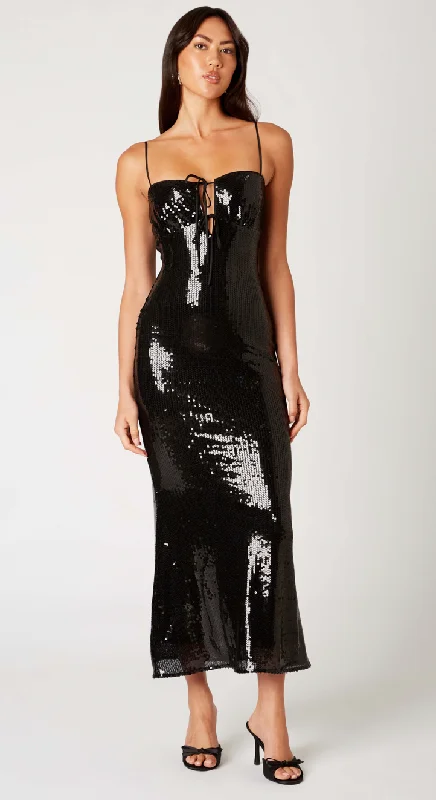 velvet dressBlack Sequin Maxi Dress by NIA