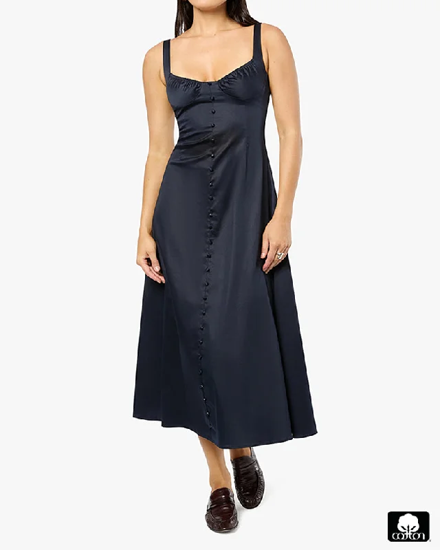 relaxed fit dressRuched Cup Button Midi Dress