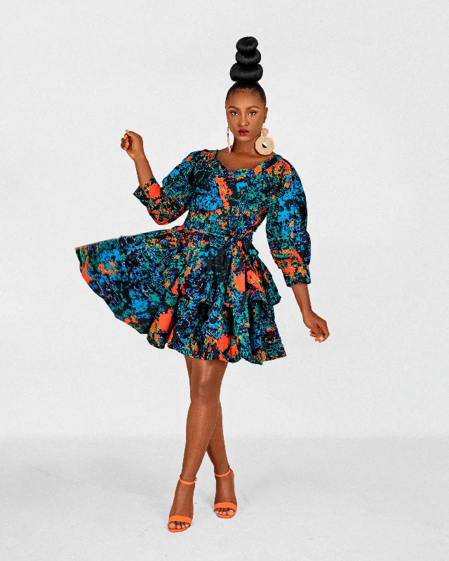 Overstock trendy mini dressPeng Ankara Mini Dress | Blue Orange Multicoloured Print Overstock trendy mini dressPeng Ankara Mini Dress | Blue Orange Multicoloured Print