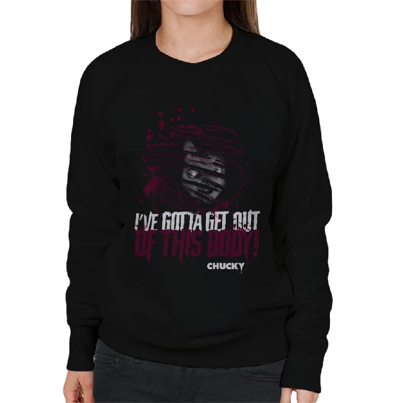Best Bargains modern athletic hoodieChucky Ive Gotta Get Out Of This Body Women's Sweatshirt Best Bargains modern athletic hoodieChucky Ive Gotta Get Out Of This Body Women's Sweatshirt