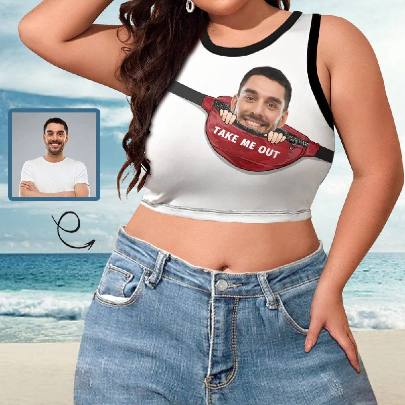 Value Deals Print Your Face on Tops Zipper Bag Women's High Neck Crop Top Swimsuits Bustier Value Deals Print Your Face on Tops Zipper Bag Women's High Neck Crop Top Swimsuits Bustier