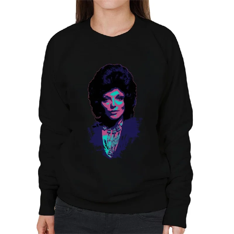 trendy sports sweatshirtTV Times Joan Collins 1971 Paint Splatter Pop Art Stylised Women's Sweatshirt