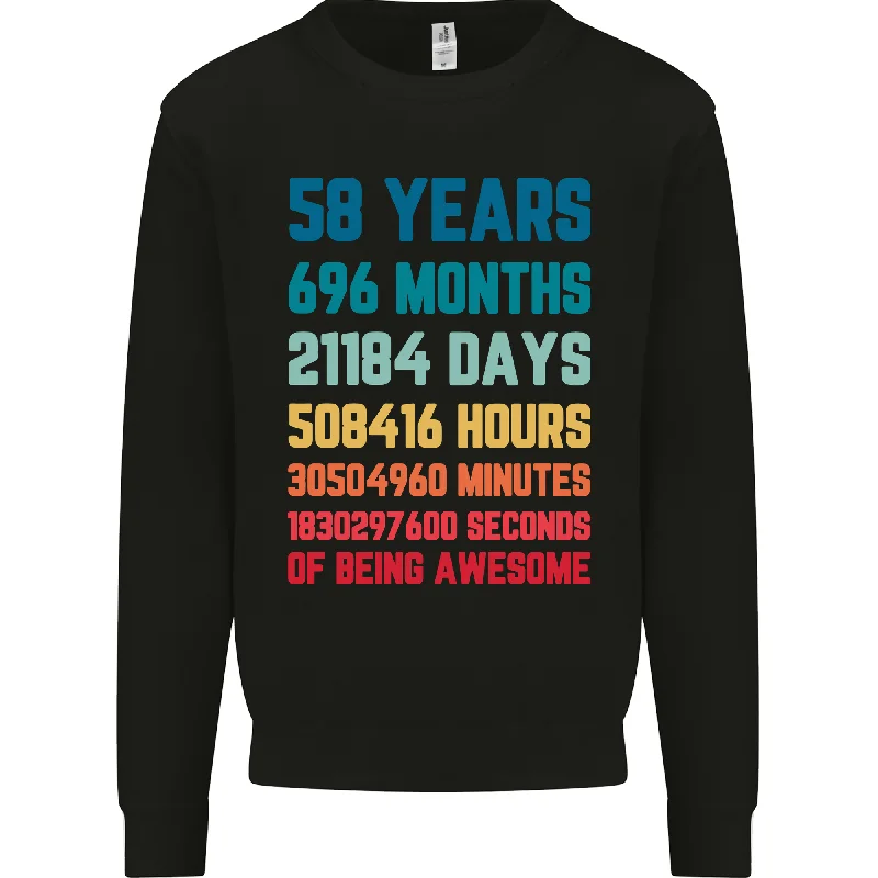 lightweight workout sweatshirt58th Birthday 58 Year Old Men's Sweatshirt Jumper - Personalised Age Number Typography