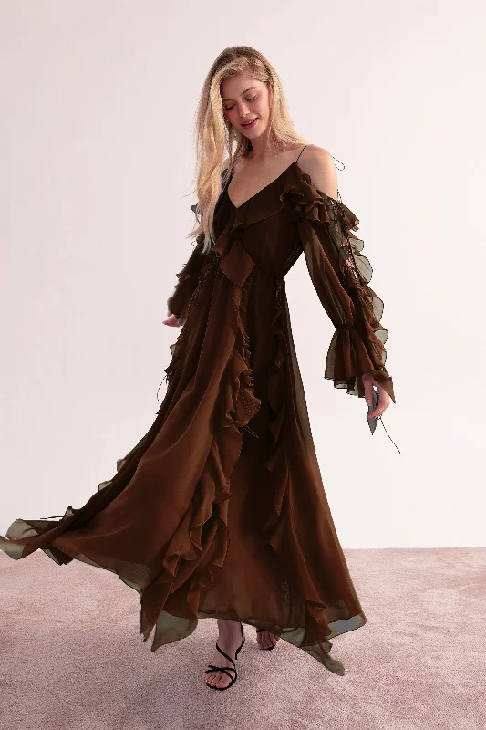 Special Discount floral wrap dressMorning Forest Dress