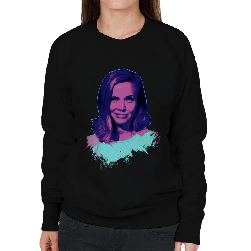 streetwear gym sweatshirtTV Times Actress Honor Blackman Pop Art Stylised Women's Sweatshirt