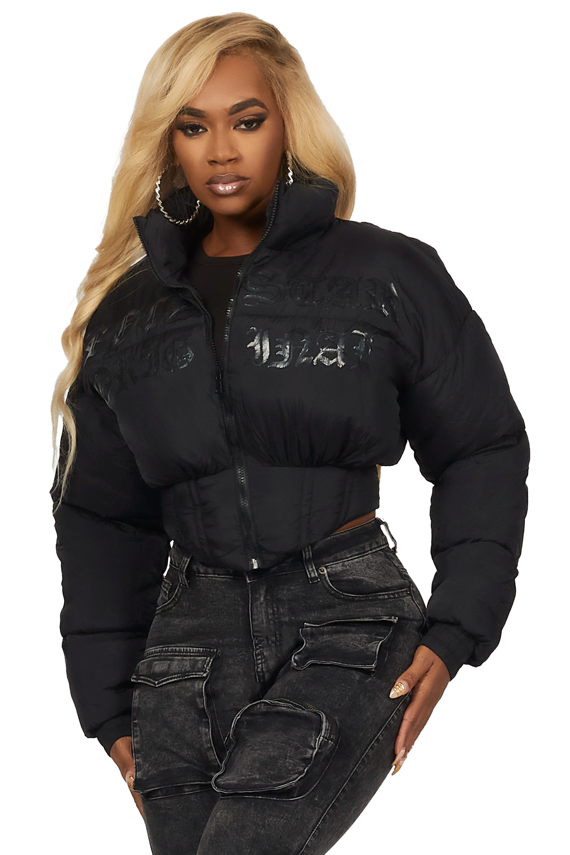 Price Drop Alert Samaiya Black Corset Puffer Jacket