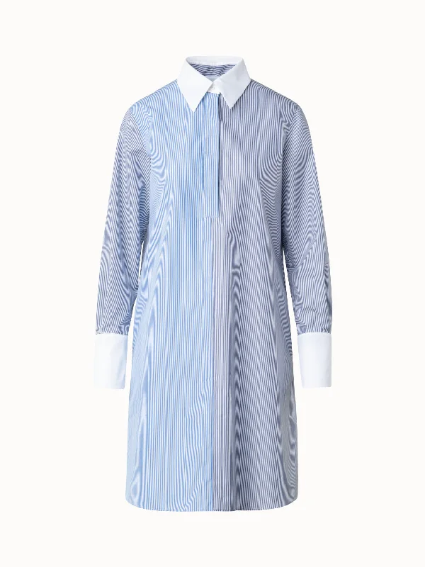 lace dressStriped Shirt Dress with Detachable White Collar and Cuffs