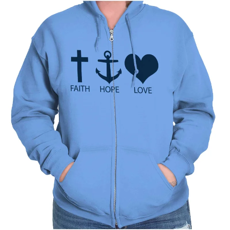 Price Reduction cozy hooded jacketFaith Anchor Love Zip Hoodie