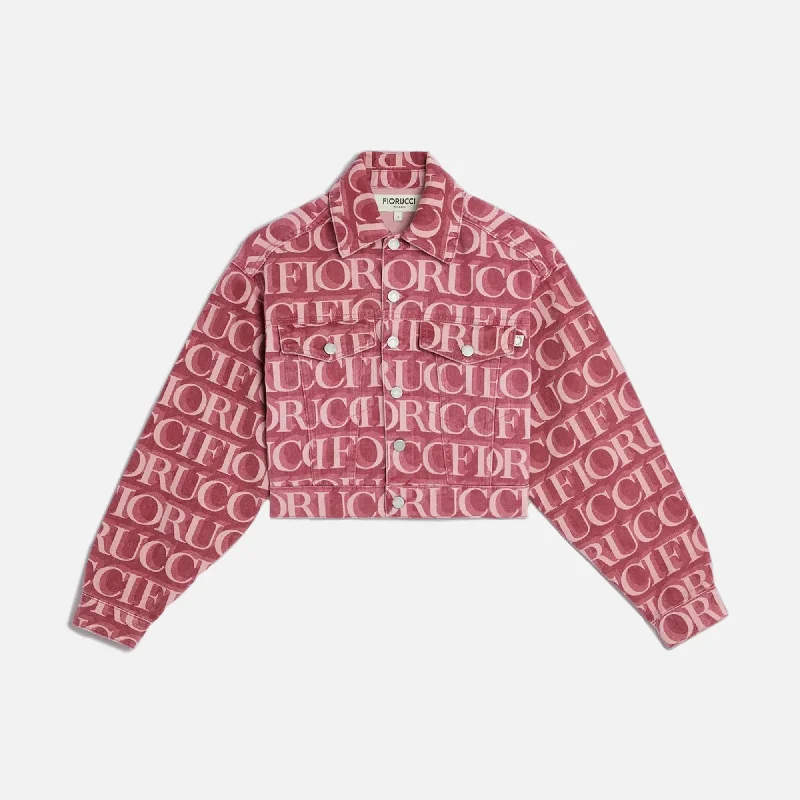 Huge Savings Fiorucci Monogram Oversized Denim Jacket - Burgundy