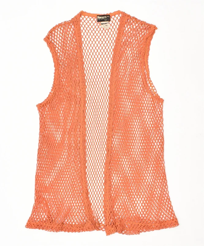 Deal Explosion fashionable hoodieROMANS Womens Fishnet Sleeveless Cardigan Sweater UK 12 Medium Orange