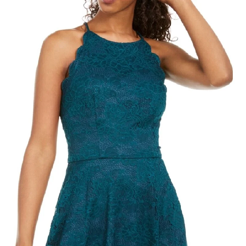 Exclusive Online Offer Bcx Junior's A-Line Dress Halter Scallop Edge Lace Green Size 11
