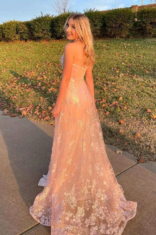 Special Promotion elegant evening dressCute Pink Strapless Mermaid Tulle Lace Long Prom Dress,DP1034
