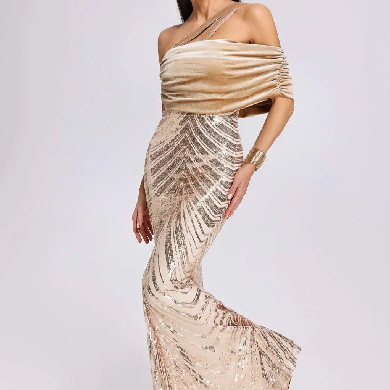 bohemian dressKittenAlarm - Emerlynn Strapless Sequin Maxi Dress