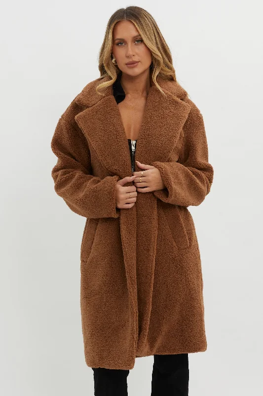 Price Drop Alaska Long Side Pocket Coat Mocha