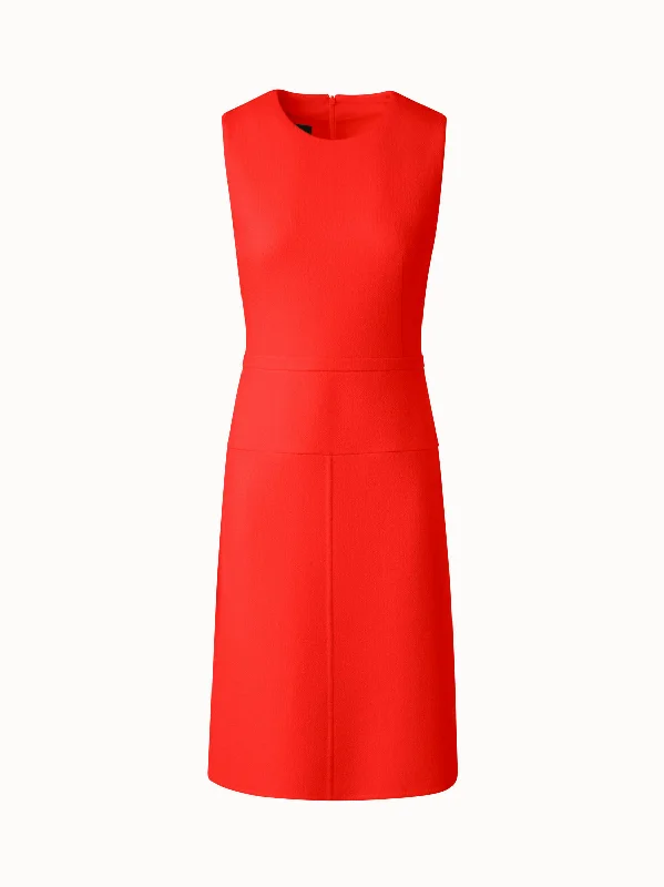 trendy wrap dressWool Crêpe Double-Face Sheath Dress with A-Line Skirt