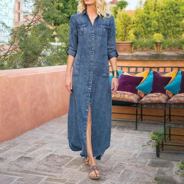 layered dressKittenAlarm - Simone Button Down Denim Shirt Dress