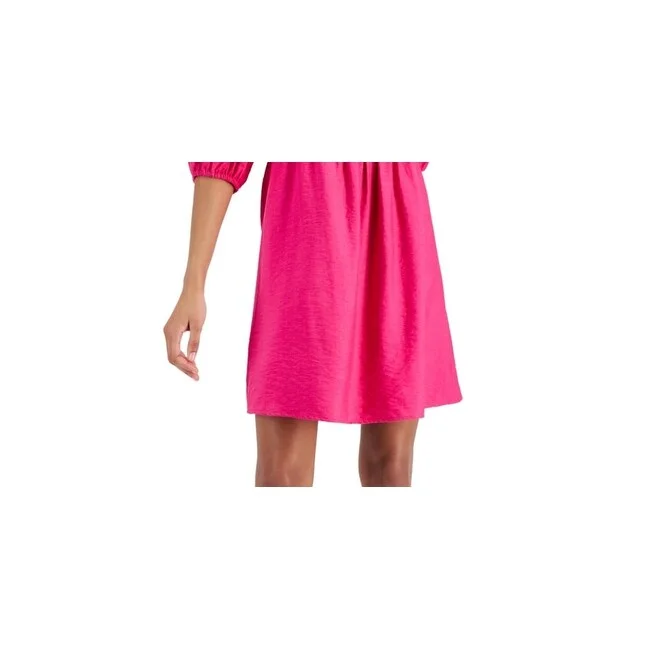 Warehouse Sale Bar Iii Women's Puff Sleeve Smocked Dress Pink Size Small