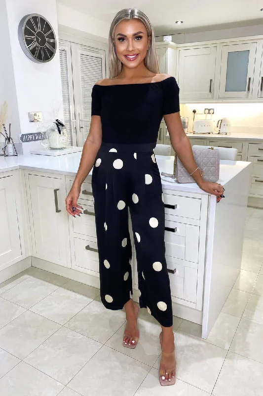 trendy wrap dressTanya Black Polka Dot 2 in 1 Style Jumpsuit