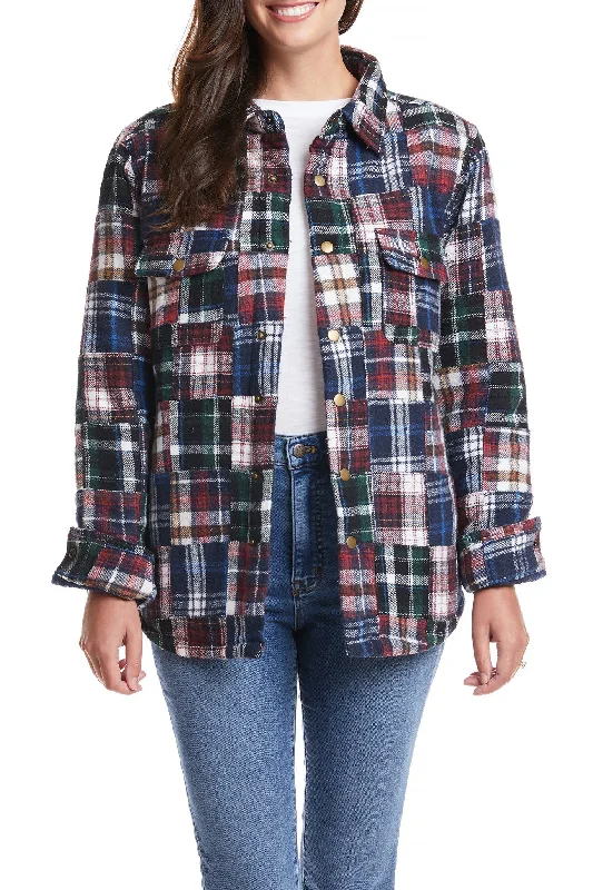Closeout Sale Ladies Shacket Colorado Flannel Patch Madras