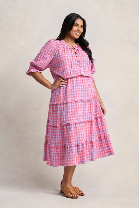 formal dressCotton Gingham Tiered Dress