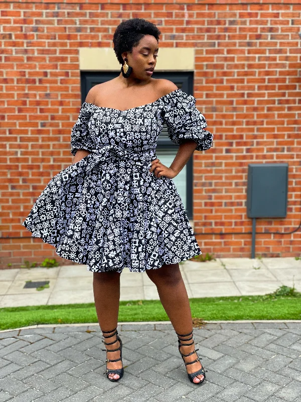 Clearance Sale minimalistic dressBertie Ankara Short Mini Dress | Black and White African Print Clearance Sale minimalistic dressBertie Ankara Short Mini Dress | Black and White African Print