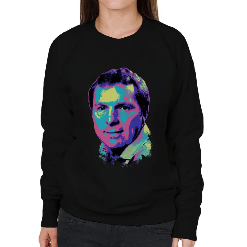 loose fit sports sweatshirtTV Times Bobby Moore Ex Footballer Pop Art Stylised Women's Sweatshirt