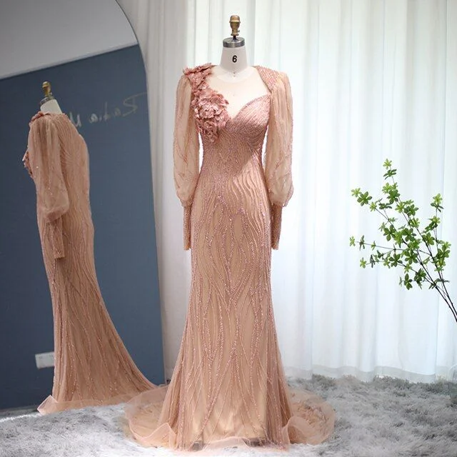Super Deal elegant shift dressLuxury Rose Gold Evening Dress Elegant Long Sleeves Formal Dresses,DP864 Super Deal elegant shift dressLuxury Rose Gold Evening Dress Elegant Long Sleeves Formal Dresses,DP864