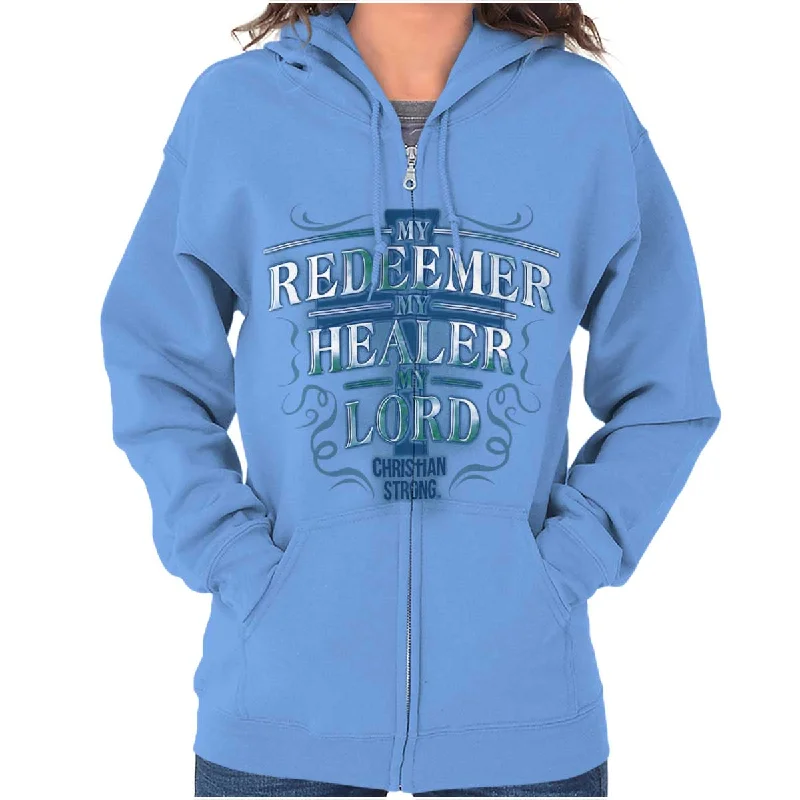 stylish pullover hoodieMy Redeemer Christian Zip Hoodie