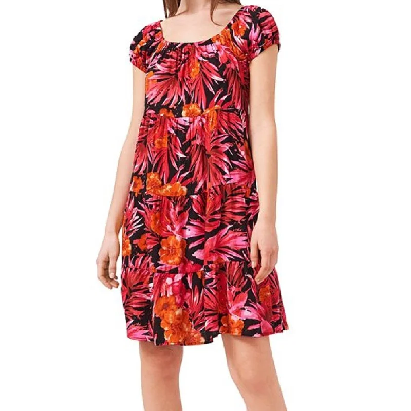 Early Bird Discount Riley & Rae Women's Floral Short Sleeve Off Shoulder Short Party Fit Flare Dress Red Size X-Large