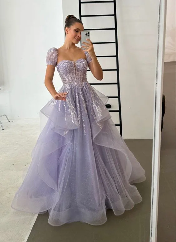 Super Savings sleek midi dressLilac Beading Sequins Ball Gown Princess A-Line Long Prom Dress with Tulle Ruffles,DP710