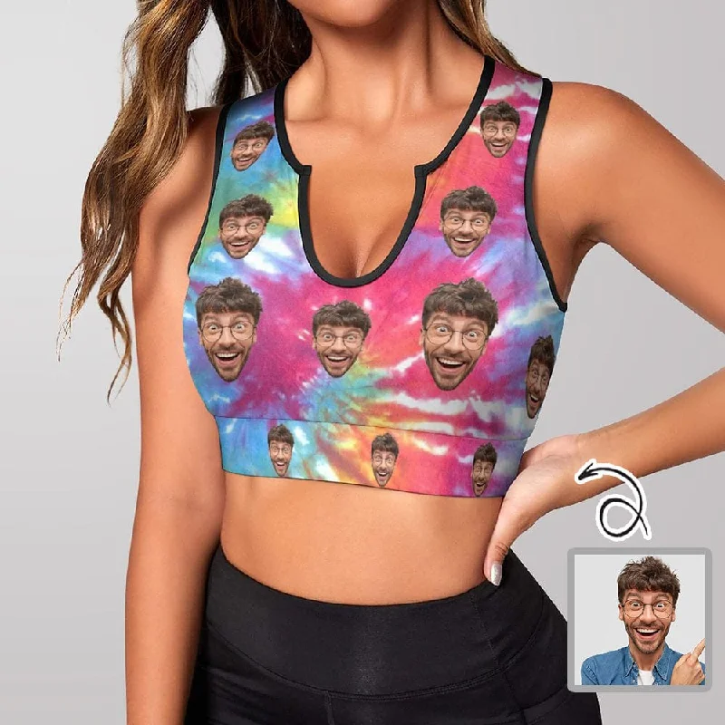 Factory Direct Sale Custom Husband Face Rainbow Lively Style High Quality Yoga Top