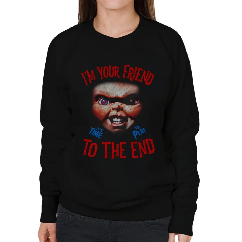 Instant Discount vibrant athletic hoodieChucky Im Your Friend To The End Women's Sweatshirt Instant Discount vibrant athletic hoodieChucky Im Your Friend To The End Women's Sweatshirt