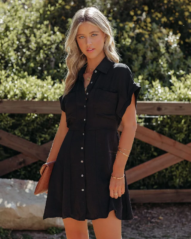 tiered dressAdelyn Button Down Shirt Dress - Black