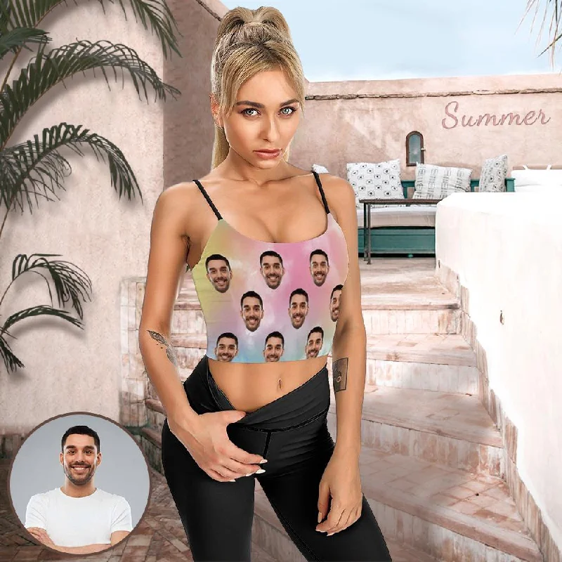 Act Fast Personalized Face Tank Top Tie Dye Women's Crop Camisole Top (With Chest Pad) Act Fast Personalized Face Tank Top Tie Dye Women's Crop Camisole Top (With Chest Pad)