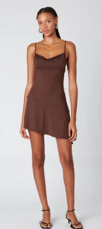 structured dressBrown Asymmetrical Mini Dress by NIA