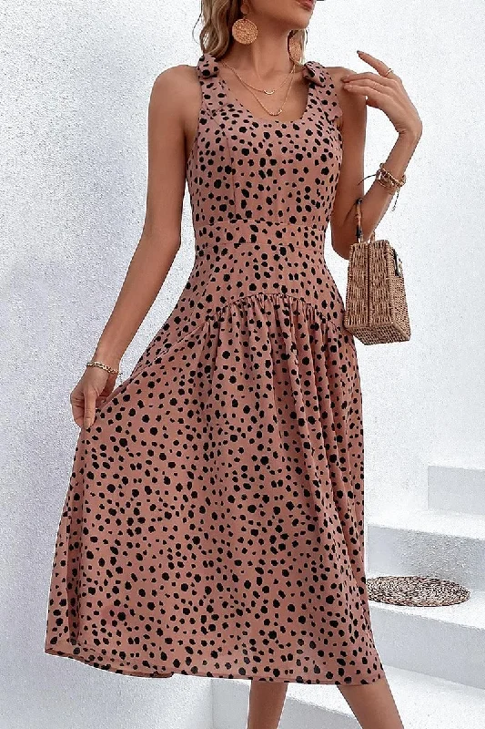 sophisticated dressSEXY BACK RIBBON STRAP SLIM LEOPARD DRESS