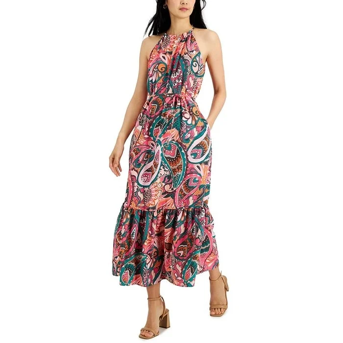 Seasonal Sale INC International Concept Women's Printed Long Maxi Dress Pink Size 10